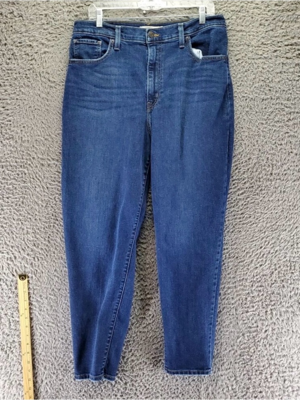 Levis Jeans Womens 32 Blue High Waisted Mom Jeans Stretch Denim